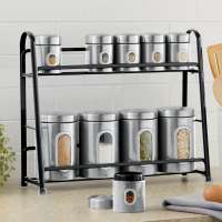 Window Canisters and Spice Rack Set