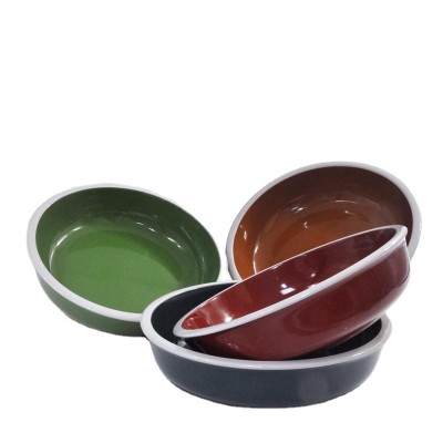 bright color glazed stoneware dinnerware complete set with white rim with color box packing